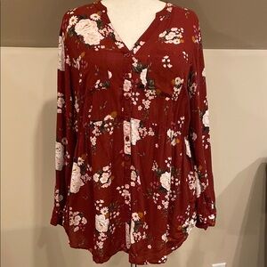 Torrid size 1 (14/16)Red and White Buttoned Tunic with Mandarin Collar